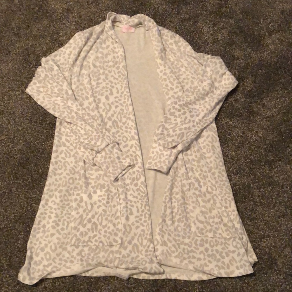 Pink Lily Ivory and Gray leopard cardigan